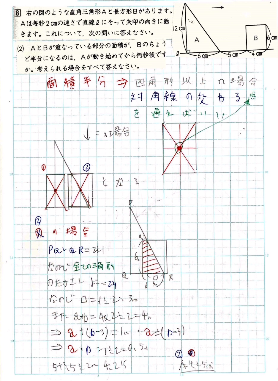 実際の早稲田中学校に合格した生徒のノート
