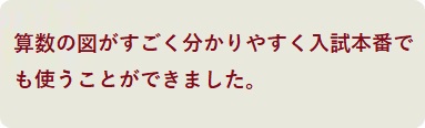 算数の図がすごく分かりやすく入試本番でも使うことができました。